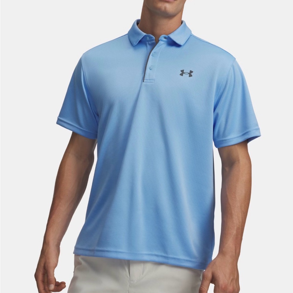 Under Armour Golf Shirt Men's Light Blue Performance Polo Small Loose Fit
